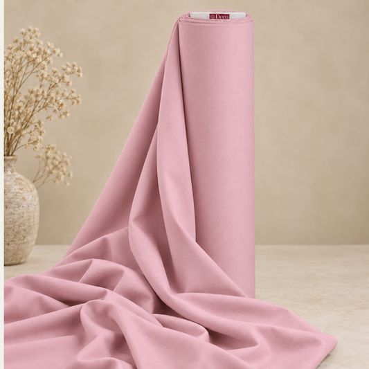Deco Milano Pudra 217455 düz renk 62 tel poplin kumaş, dikey rulo ve dökümlü kumaş görünümü