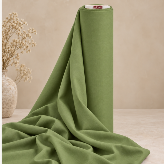 Deco Milano Yeşil 223209 düz renk 62 tel poplin kumaş, dikey rulo ve dökümlü kumaş görünümü